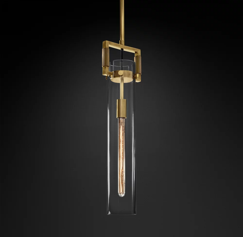 Machinist Glass Cylinder Shade Pendant Lamp-konalight