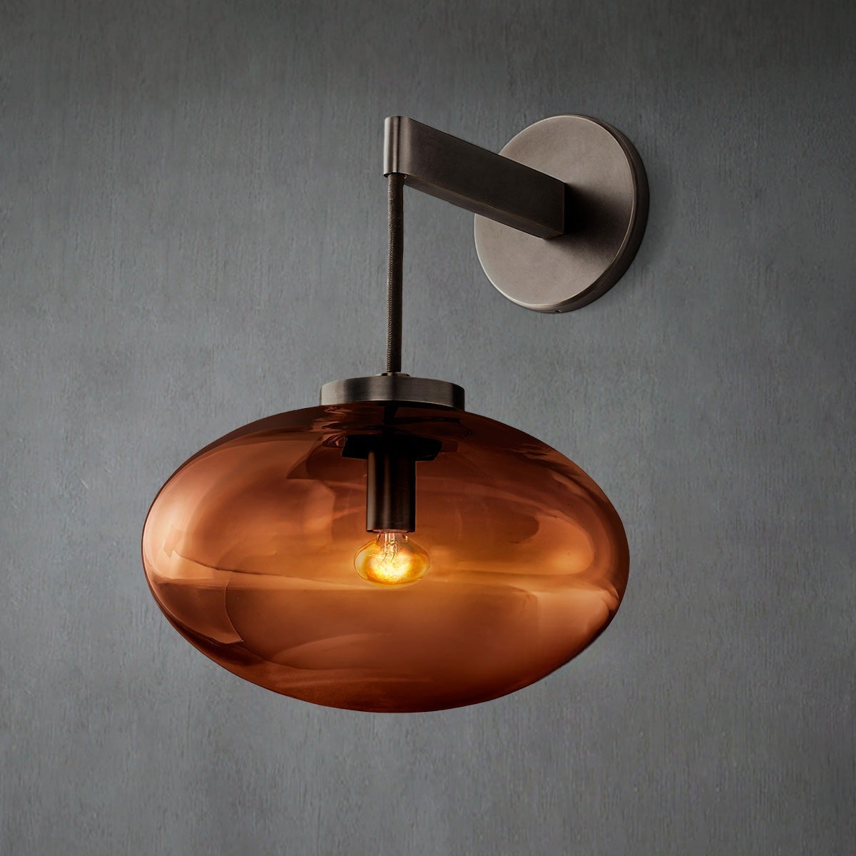 Curvette Smoke Glass Wall Sconce