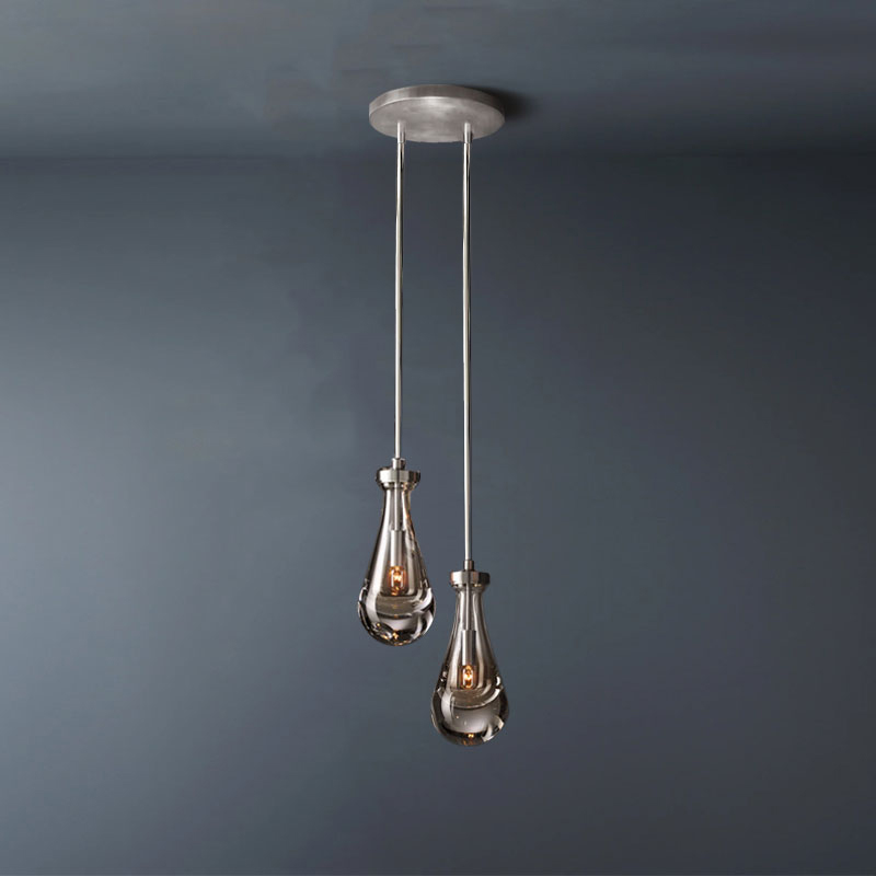 Raindrop Round 2-Lights Rod Chandelier-konalight