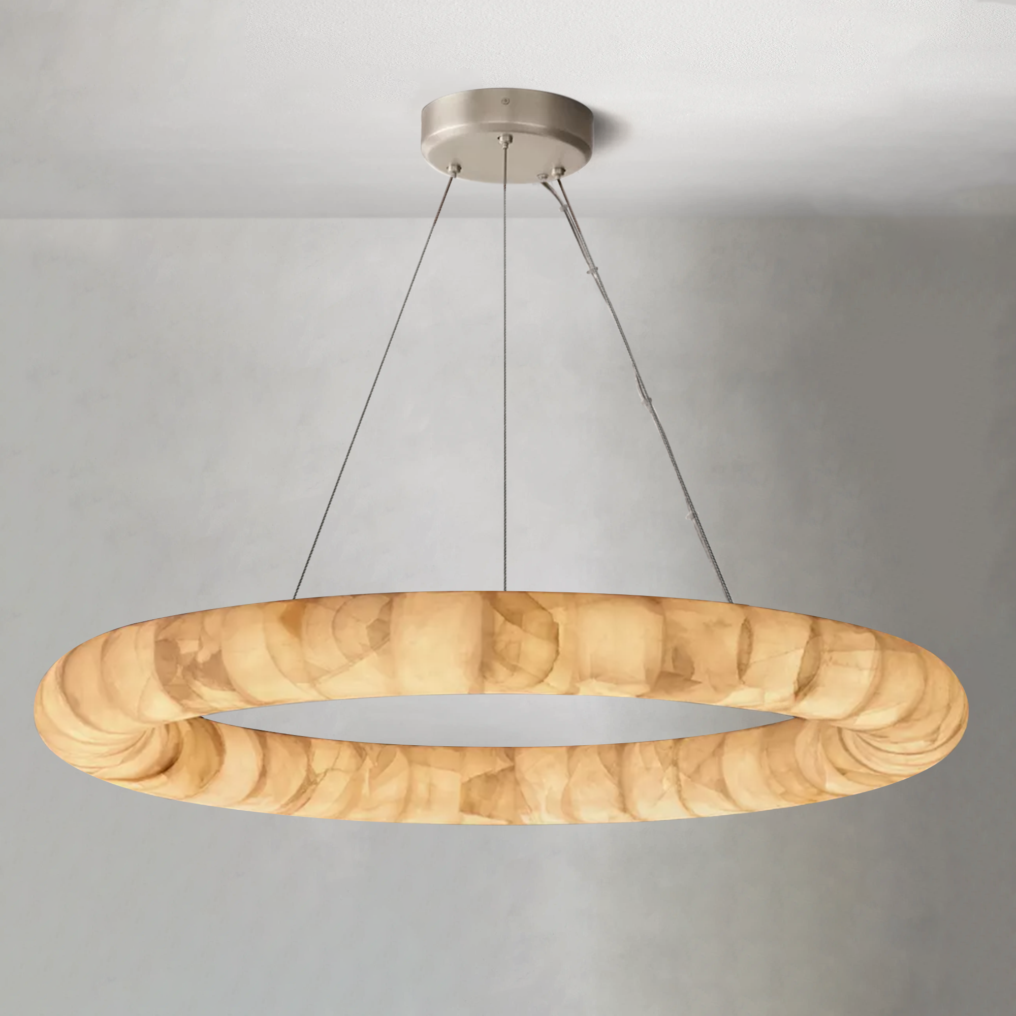 Rim Lisse Alabaster Round Chandelier 31" 41" 61"D