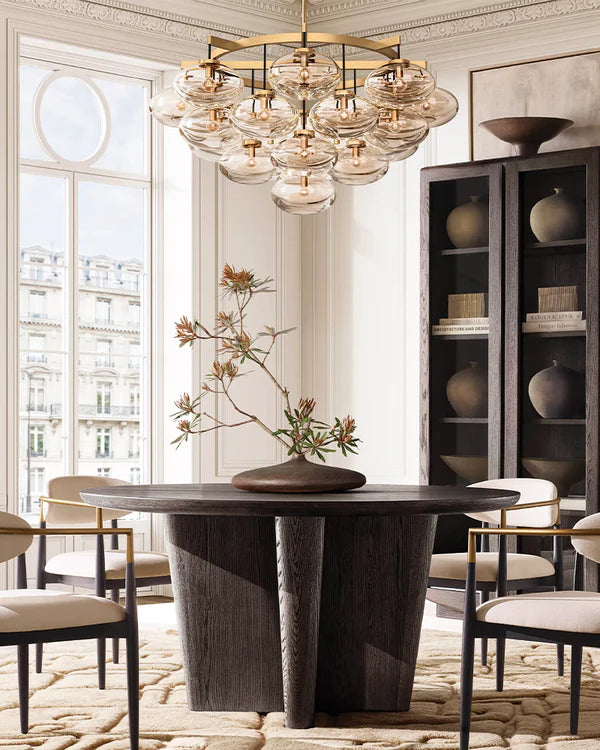 Curvette Clear Glass Round Chandelier 60"