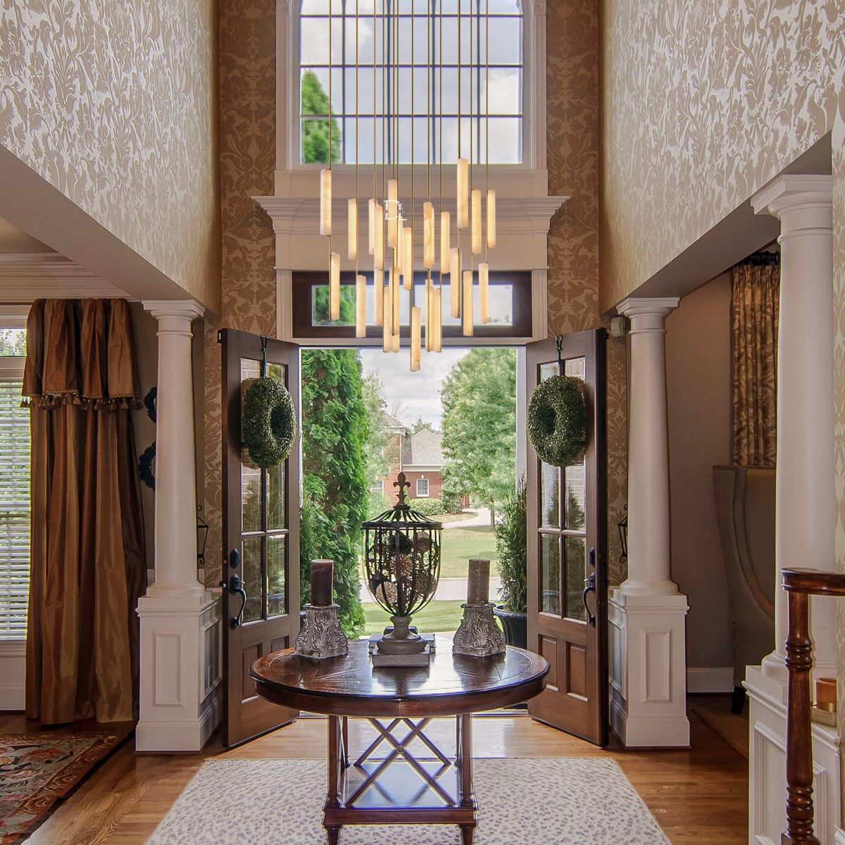 Audobon Alabaster Round Chandelier 56"