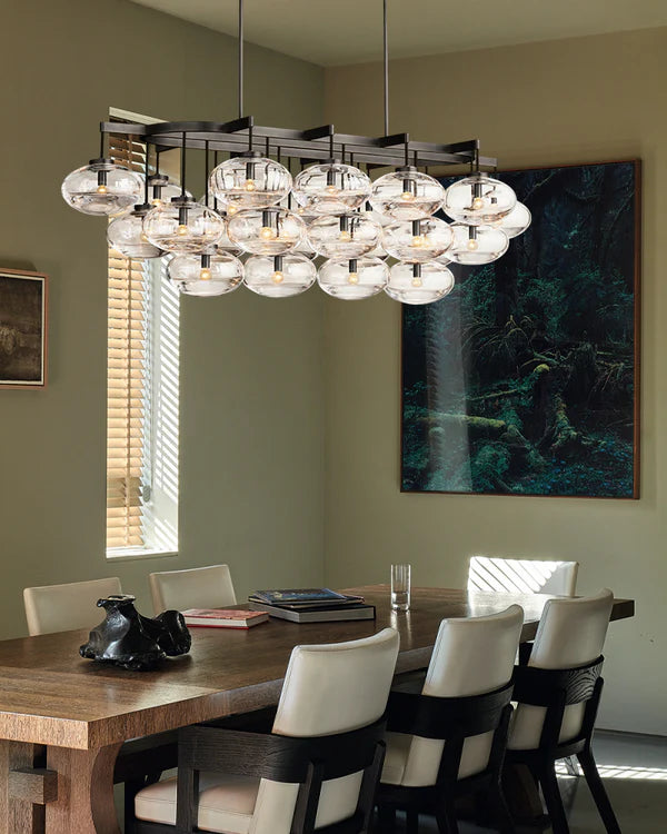 Curvette Clear Glass Linear Chandelier 54"