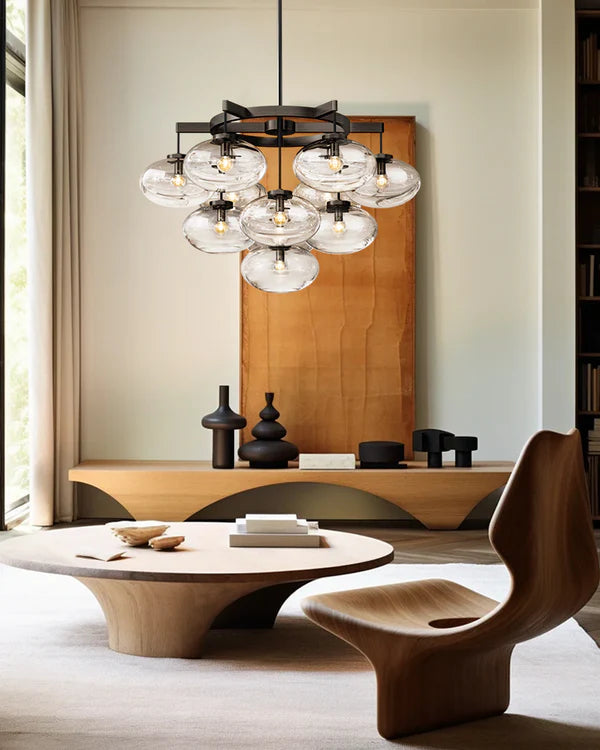 Curvette Clear Glass Round Chandelier 60"