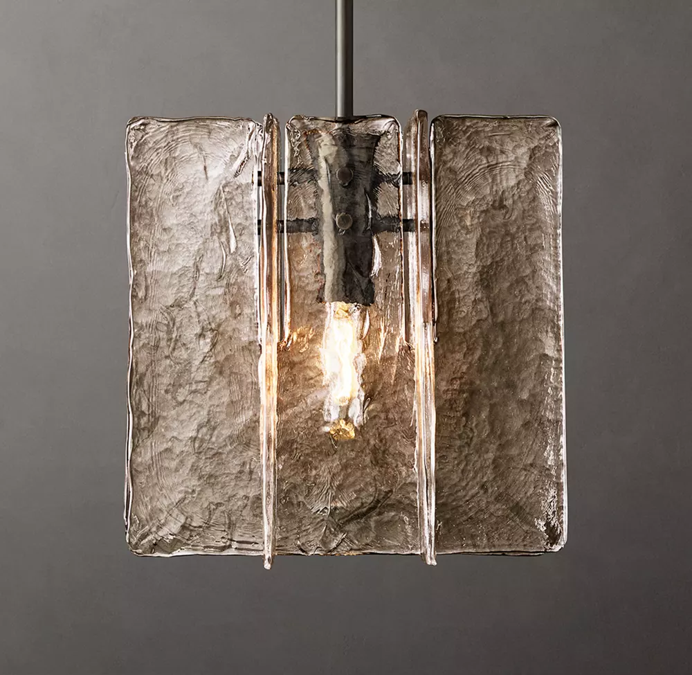 Lattice smoke glass pendant