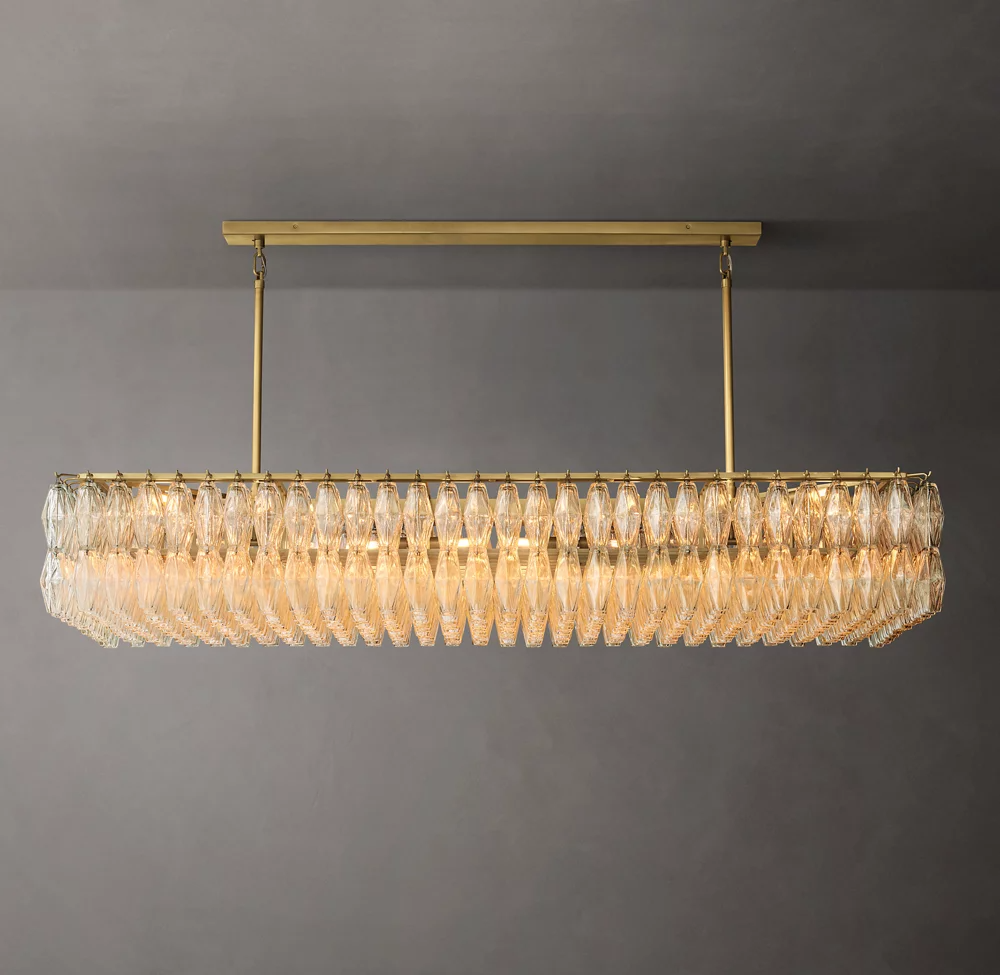 Mia Glass Rectangular Chandelier 74" For Dinning Room