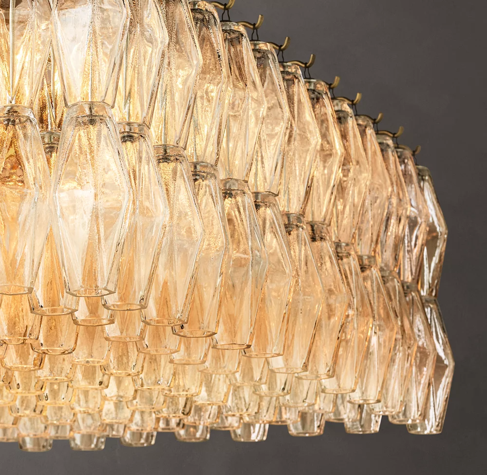 Mia Glass Rectangular Chandelier 74" For Dinning Room
