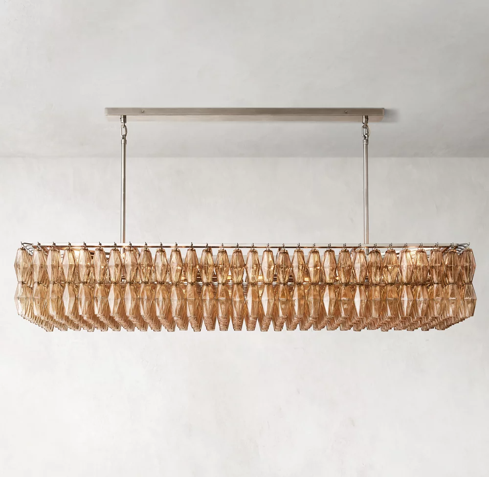 Mia Glass Rectangular Chandelier 74" For Dinning Room