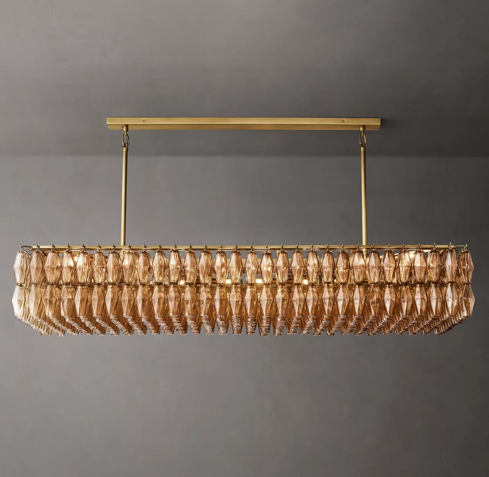 Mia Glass Rectangular Chandelier 74" For Dinning Room