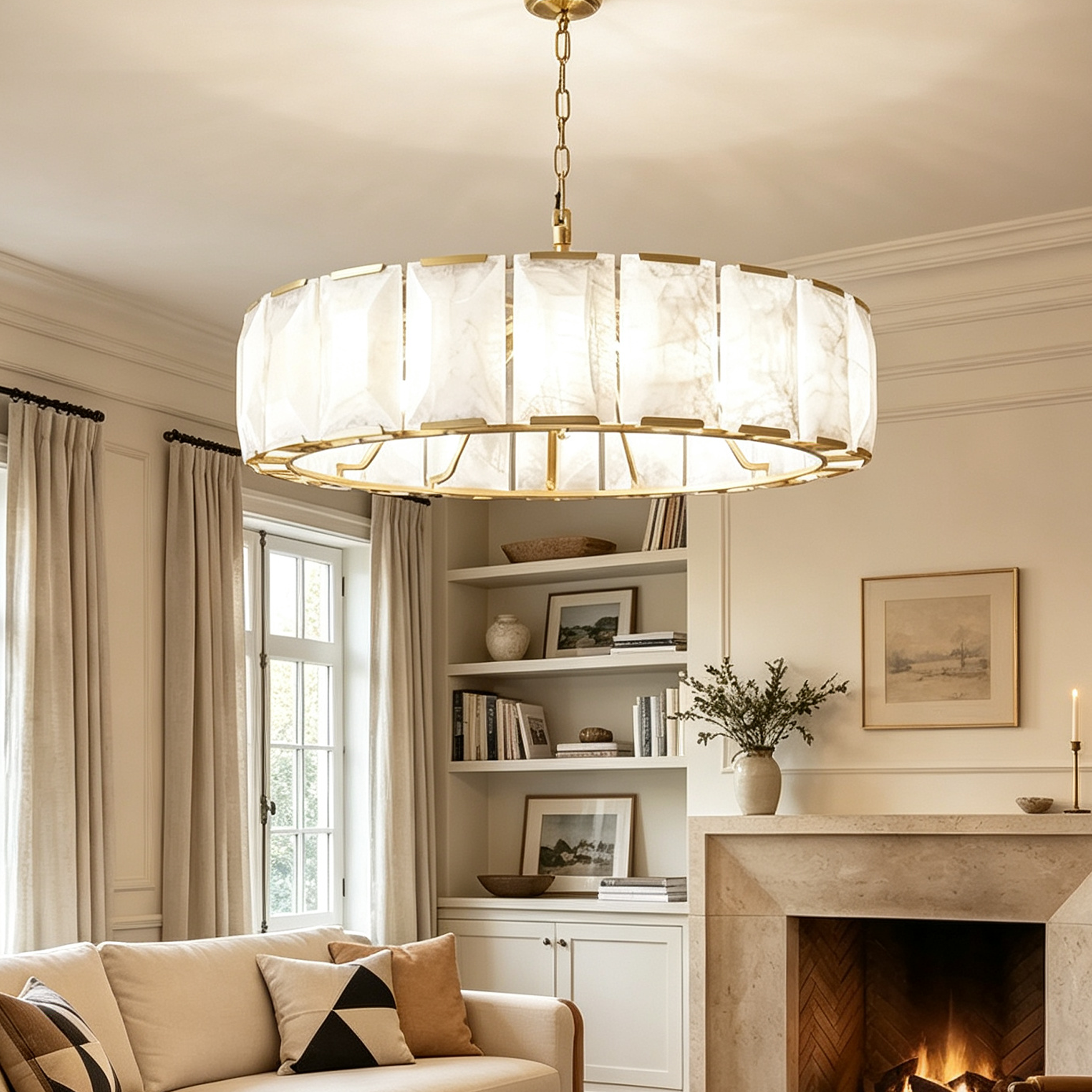 Harlow Calcite Round Chandelier D 42"