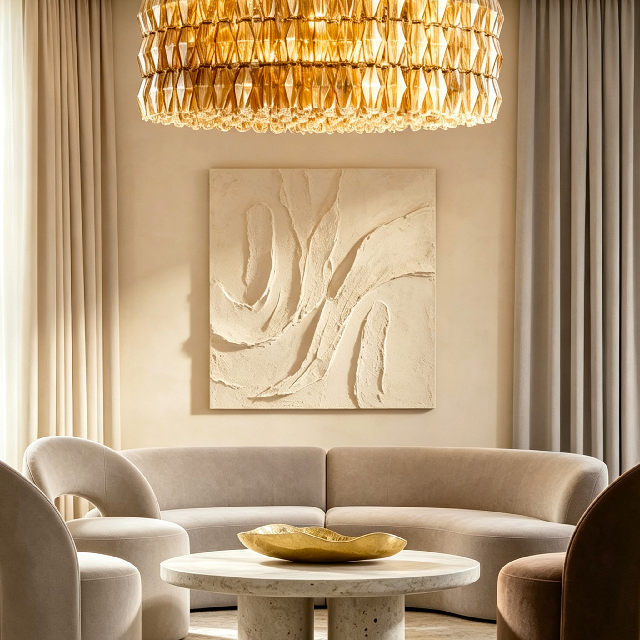 Mia Glass Round Chandelier 62" For Dinning Room