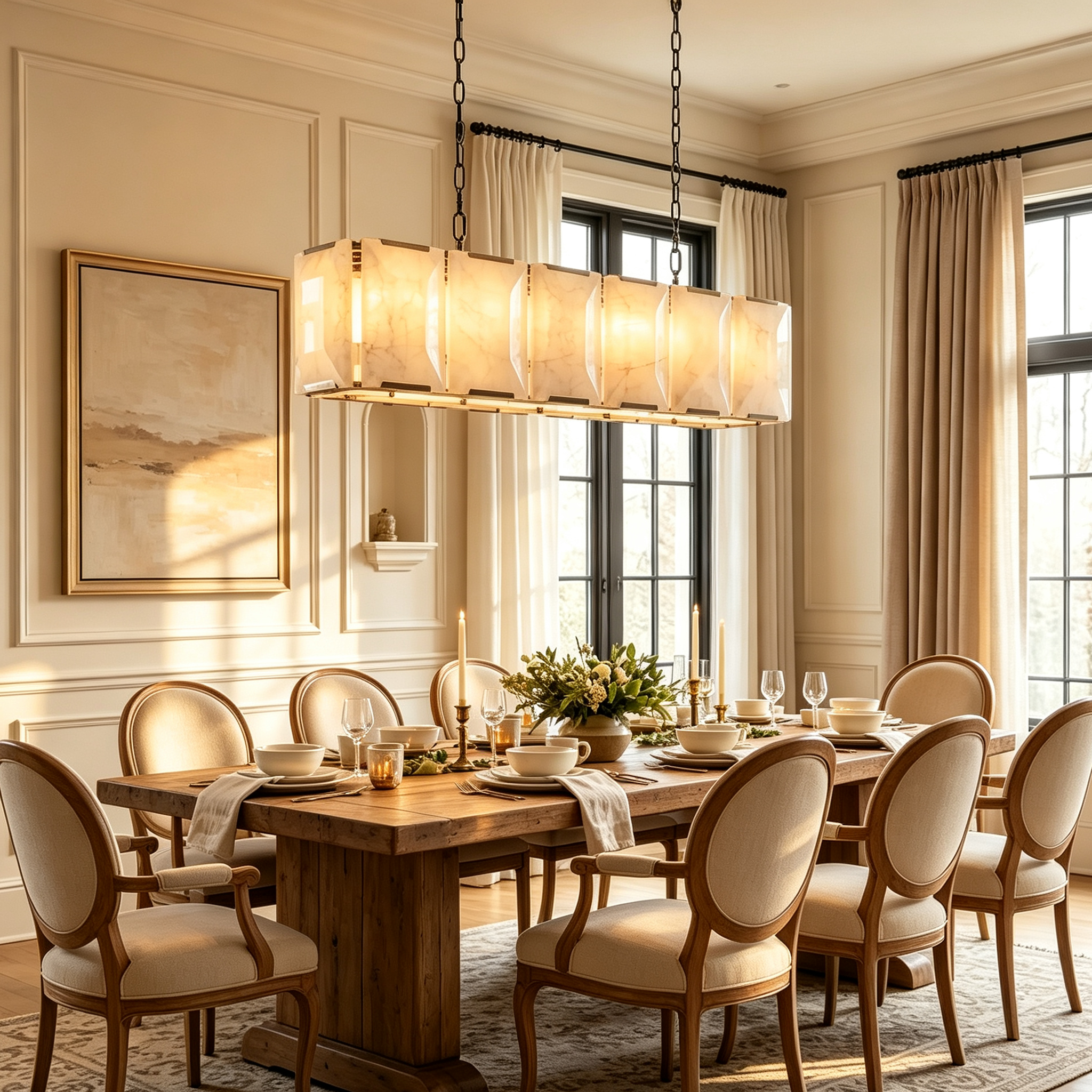 Harlow Calcite Rectangular Chandelier W 42"
