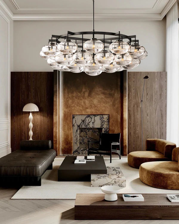 Curvette Clear Glass Round Chandelier 60"