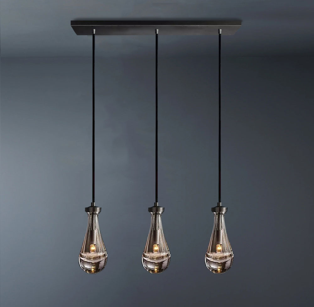 Raindrop Rectangular 3-Light Cord Chandelier-konalight