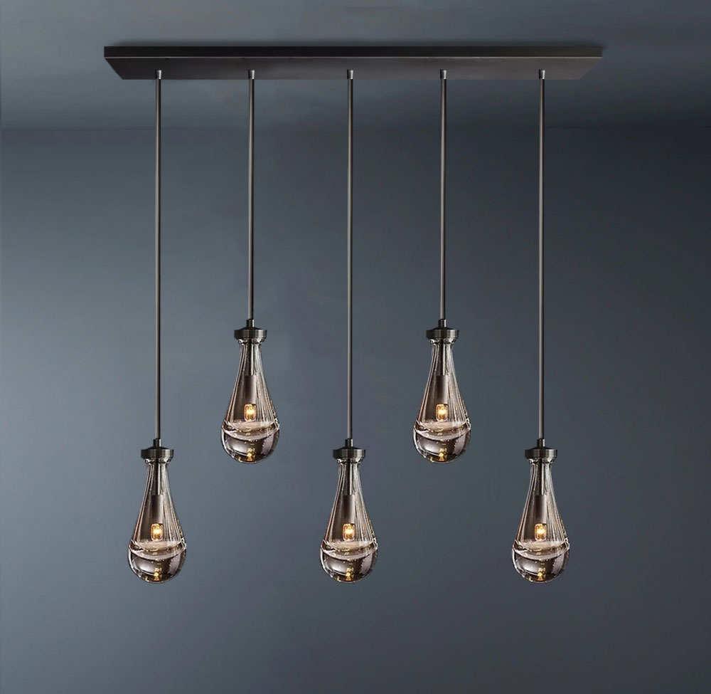 Raindrop Rectangular 5-Light Rod Chandelier-konalight