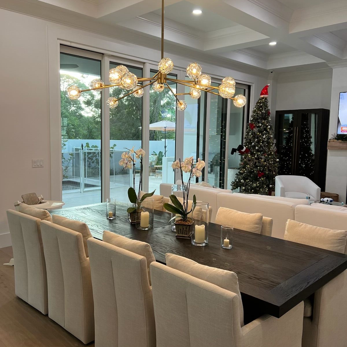 Boule De Crystal Ball Smoke Glass Round Chandelier 72"-konalight