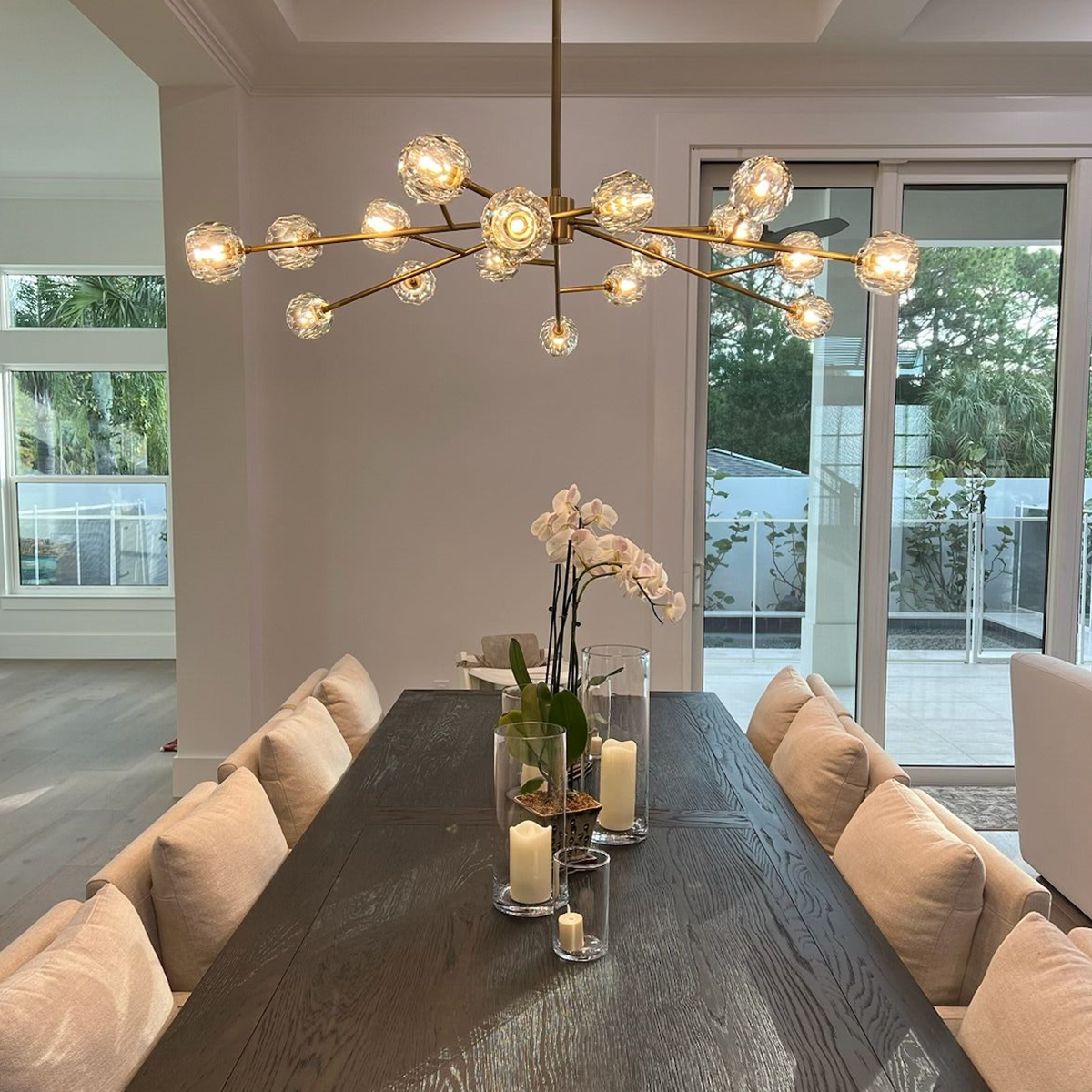 Boule De Crystal Ball Smoke Glass Round Chandelier 72"-konalight