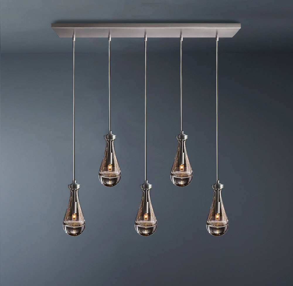 Raindrop Rectangular 5-Light Rod Chandelier-konalight