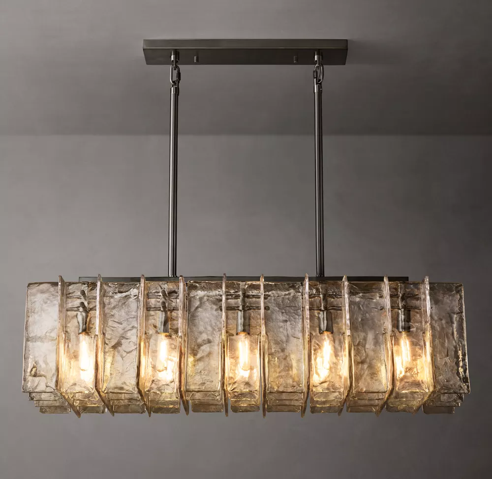 Lattice Smoke Glass Rectangular Chandelier