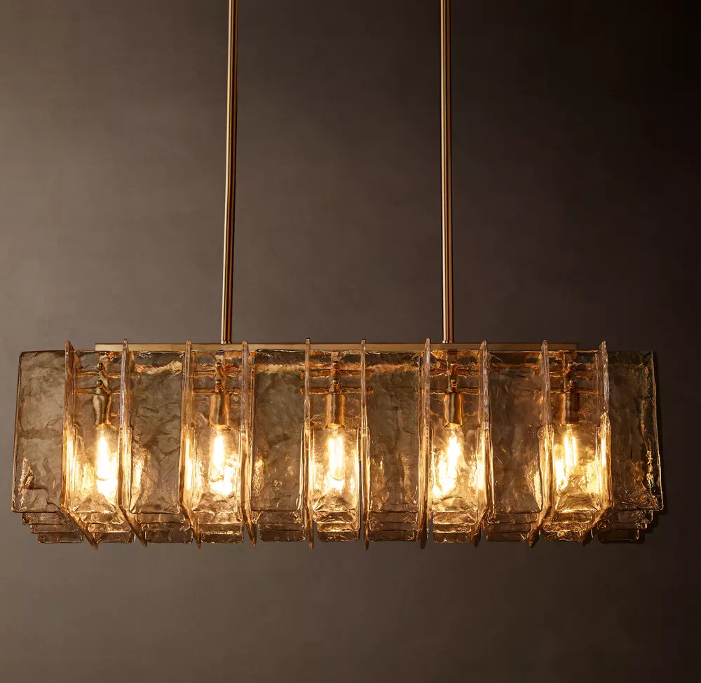 Lattice Smoke Glass Rectangular Chandelier