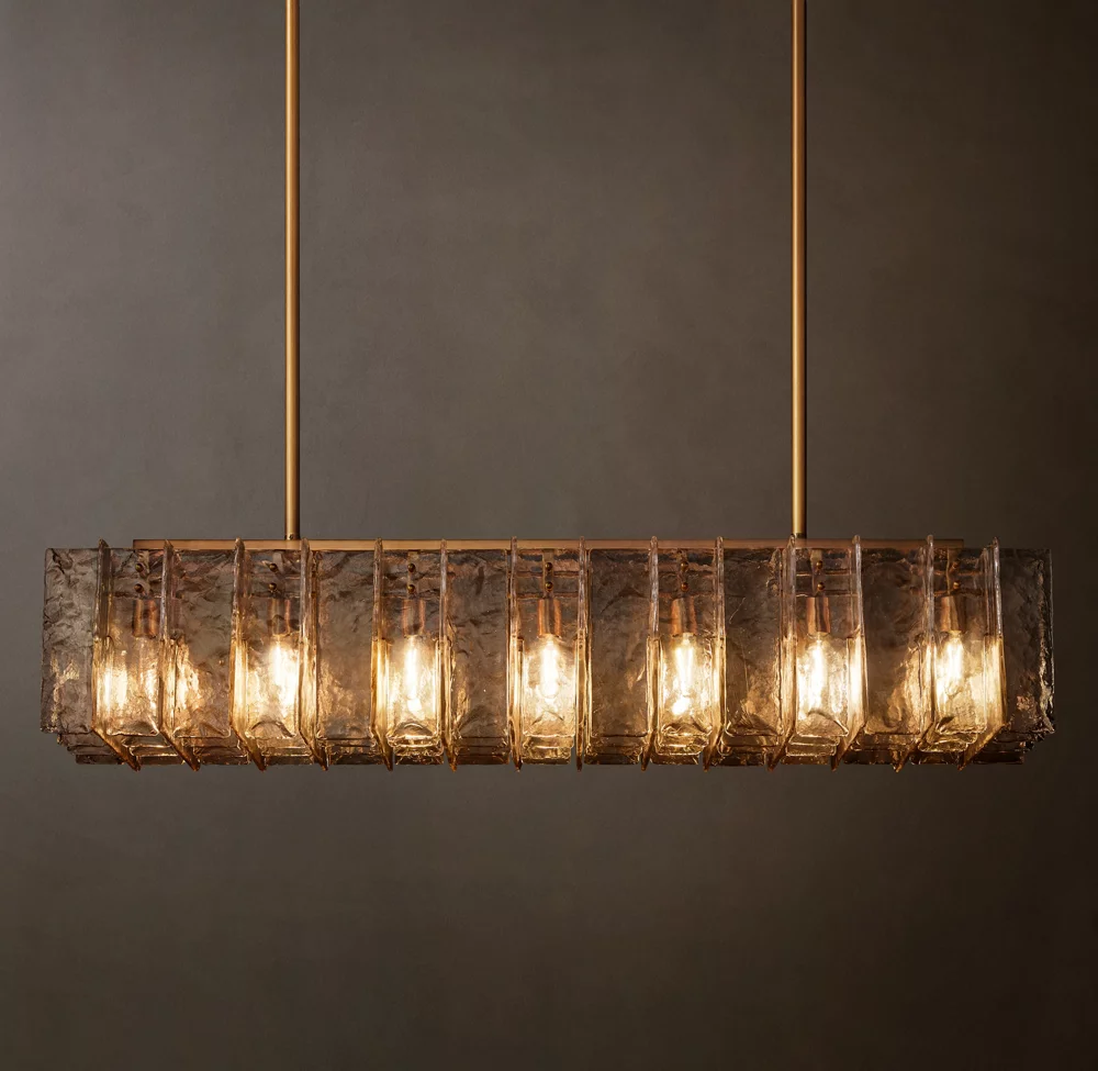 Lattice Smoke Glass Rectangular Chandelier