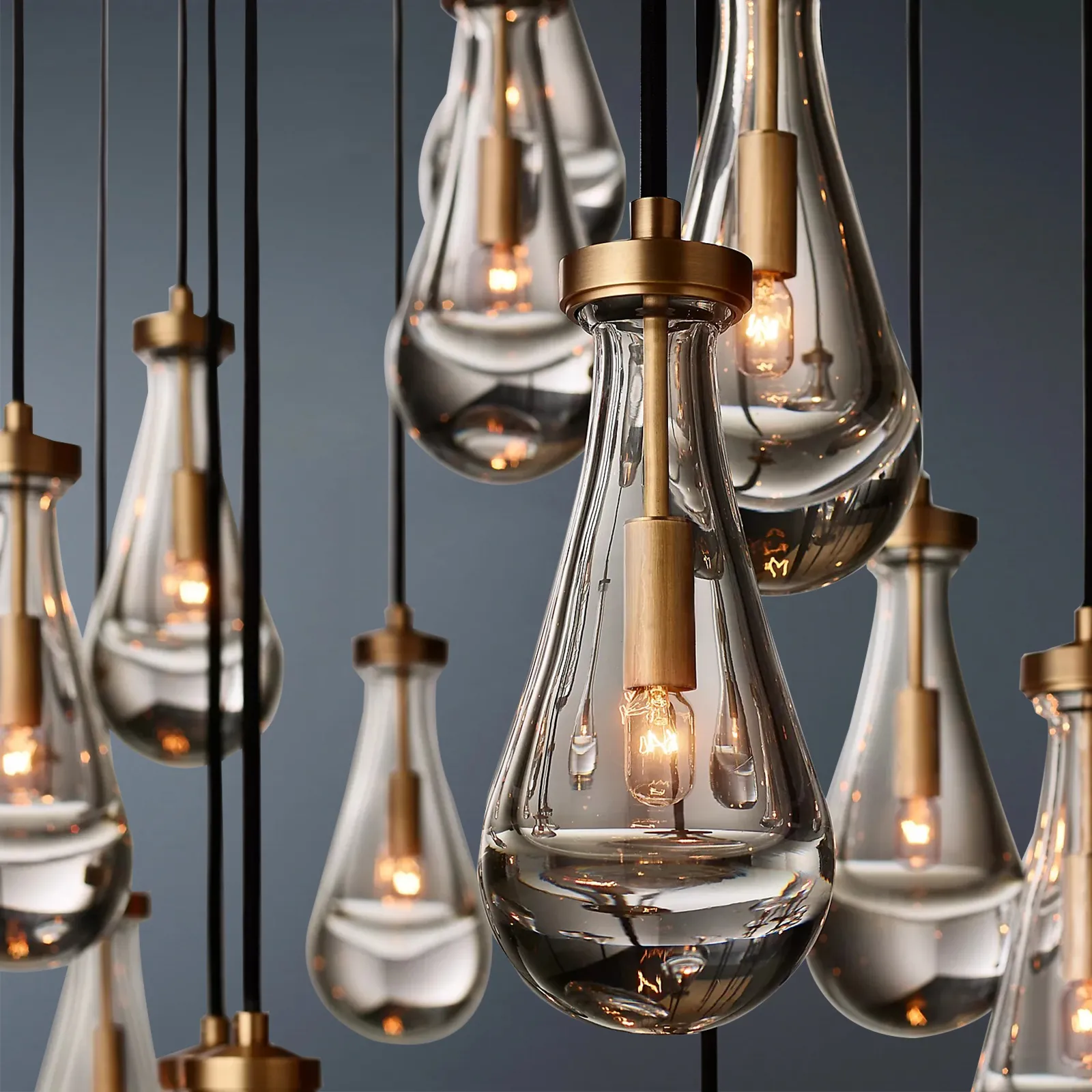 Raindrop Round 3-Lights Cord Chandelier-konalight