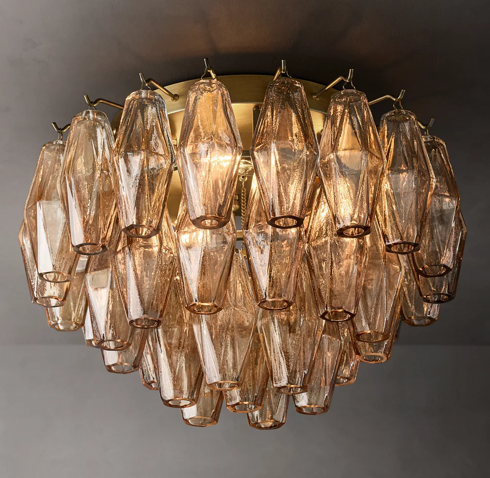 Mia Smoke Glass Flushmount Chandelier  For Dinning Room-konalight