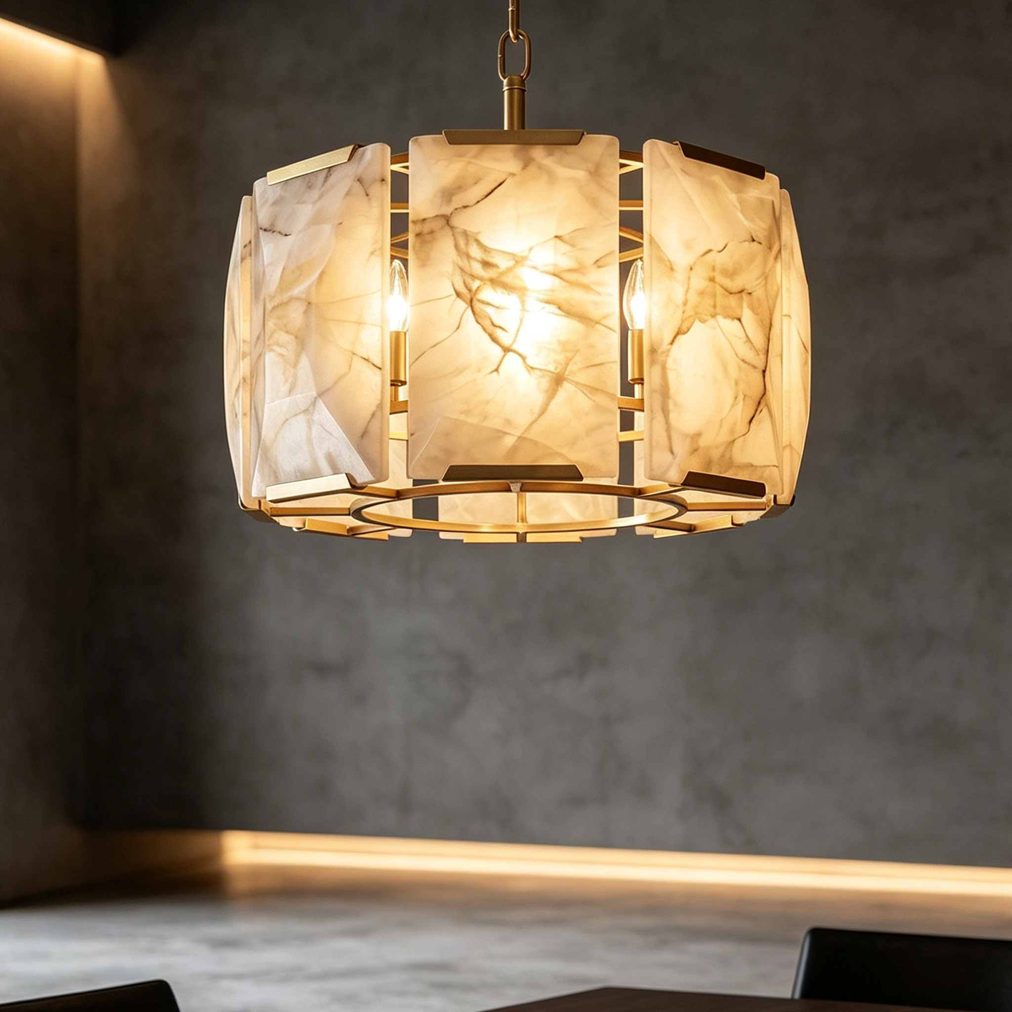 Harlow Calcite Round Chandelier D19"