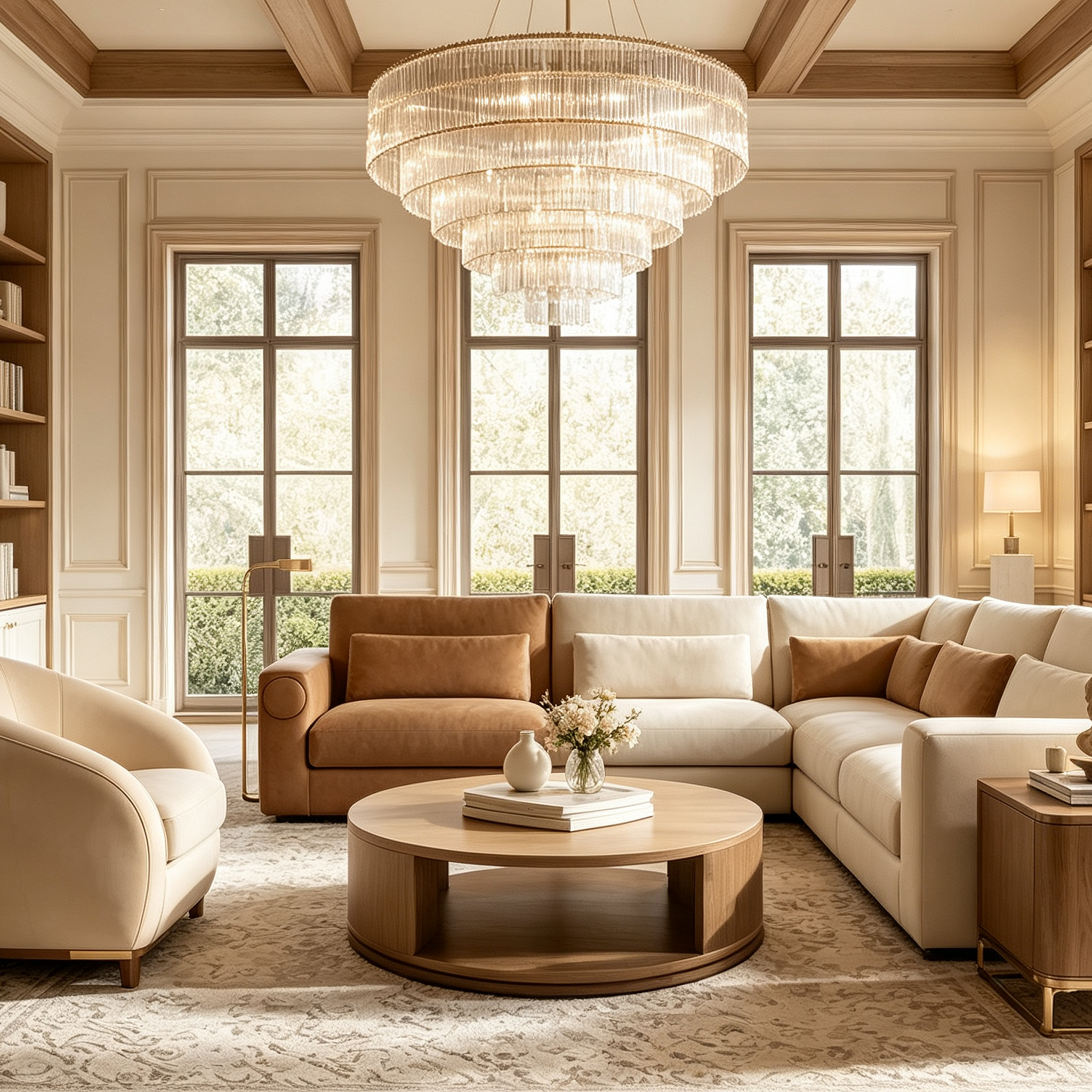 Amadeo K9 Glass 
 Round Chandelier 60" For Living Room