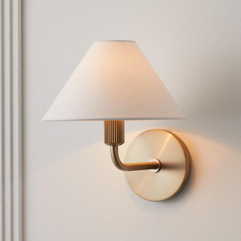 Montfaucon Tapered Linen Shade For Sconce Modern Wall Lamp-konalight