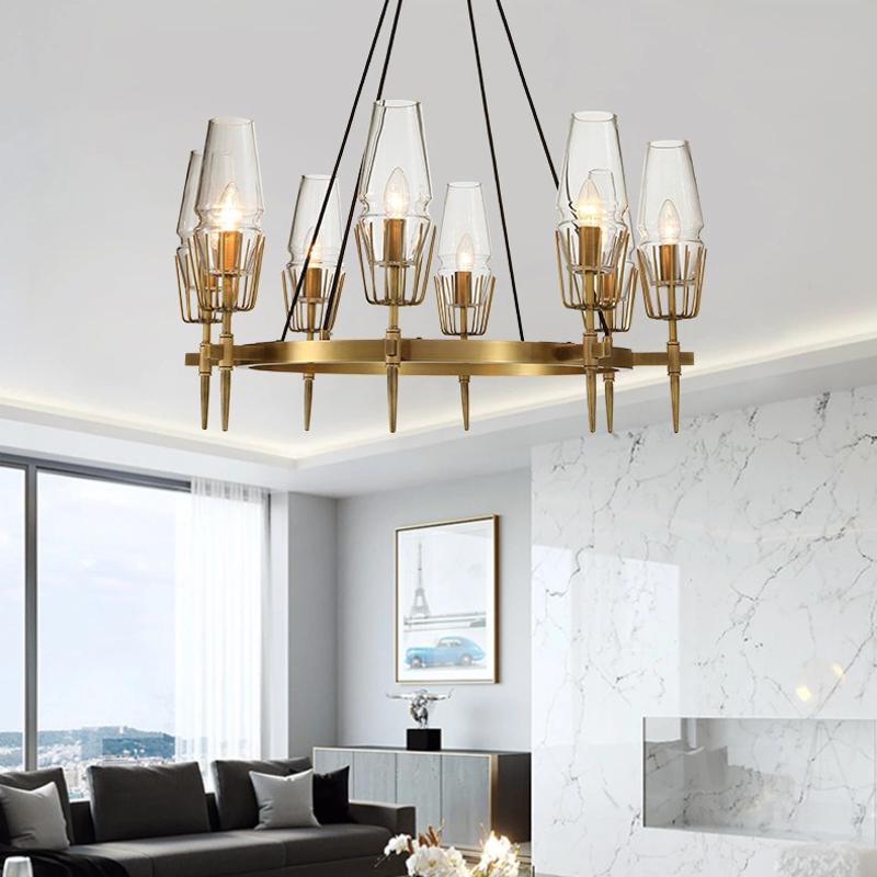 Chaillot Glass Brass Chandelier For Living Room-konalight