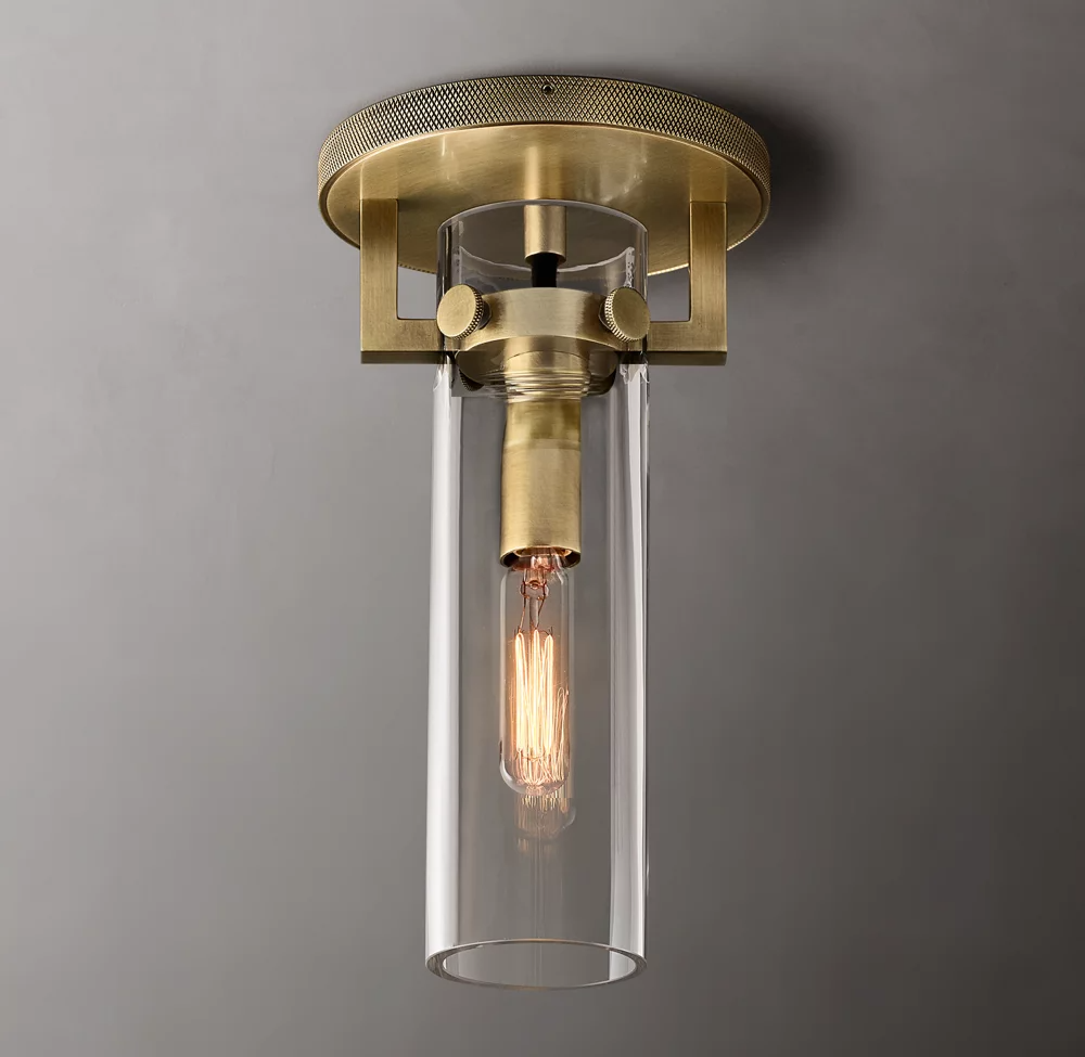 Machinist Cylinder Glass Cloche Flushmount-konalight