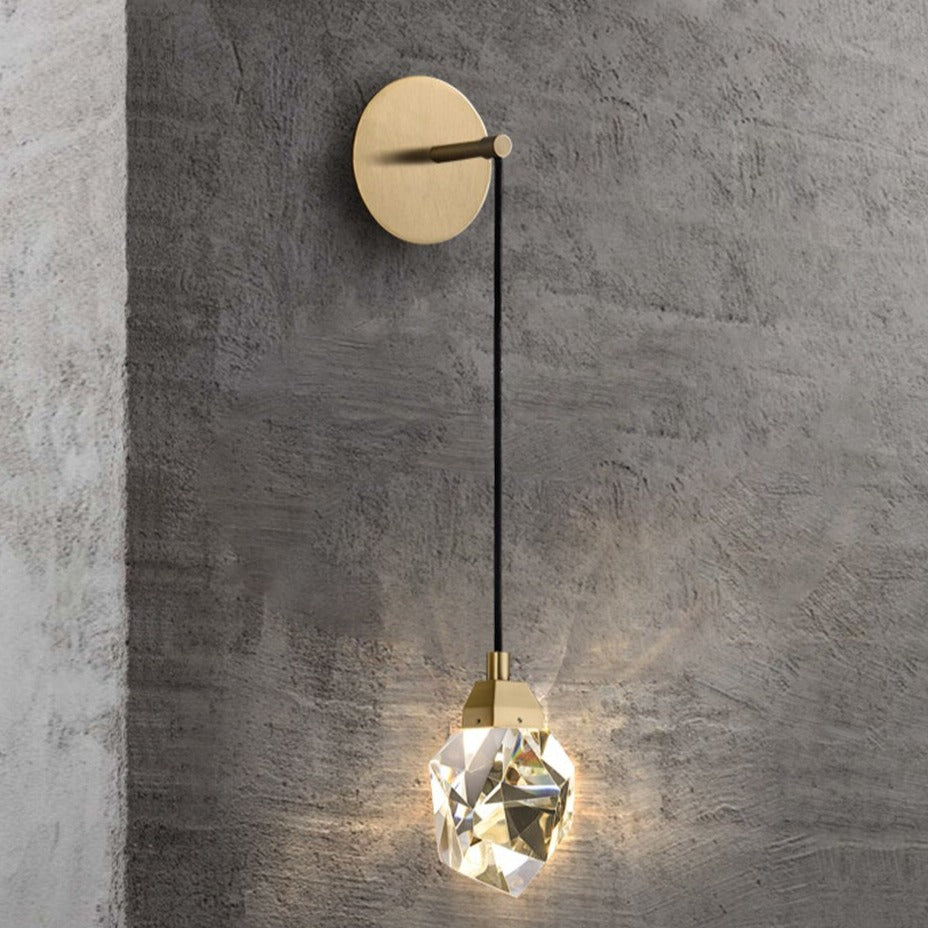 Faceted Crystal Wire Brass Wall Sconce-konalight