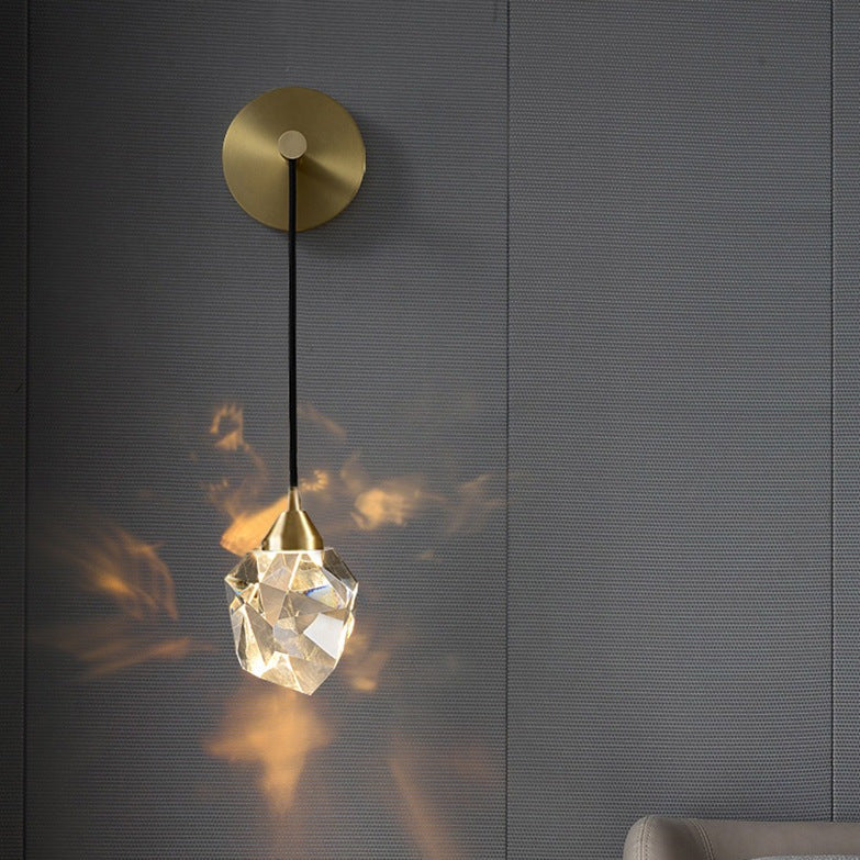Faceted Crystal Wire Brass Wall Sconce-konalight