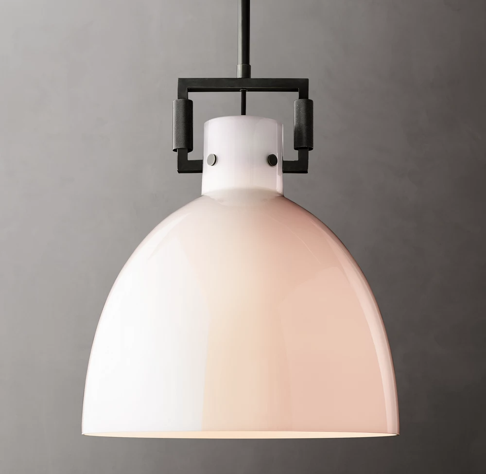Machinist Milk Glass Shade Pendant Lamp-konalight