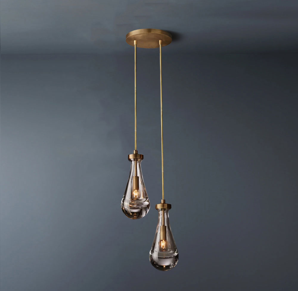 Raindrop Round 2-Lights Rod Chandelier-konalight