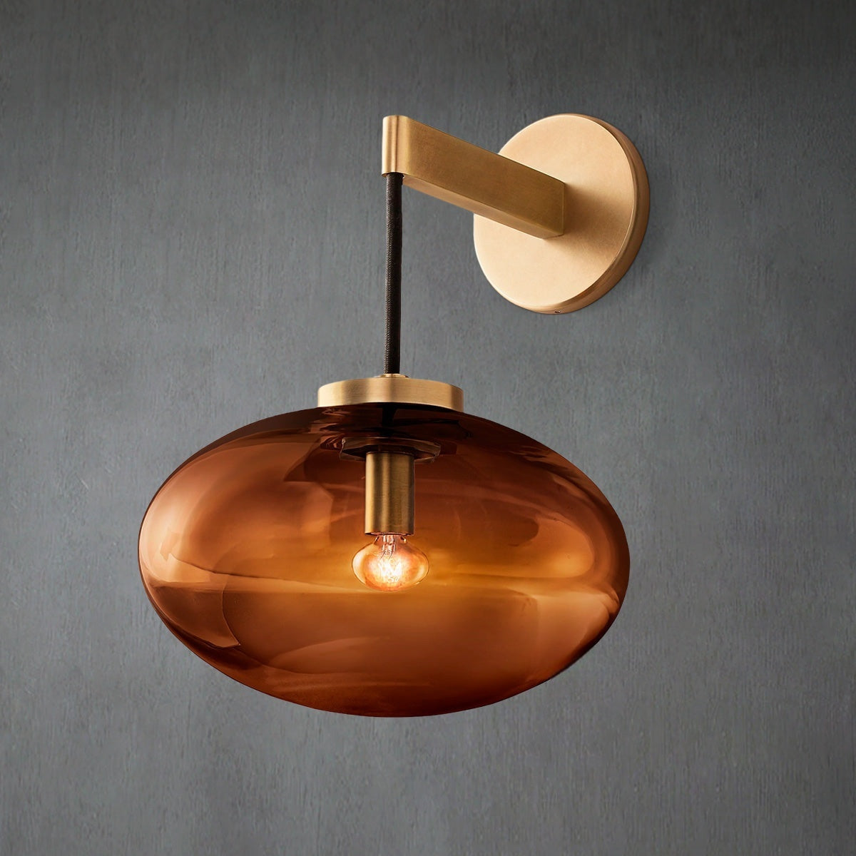 Curvette Smoke Glass Wall Sconce