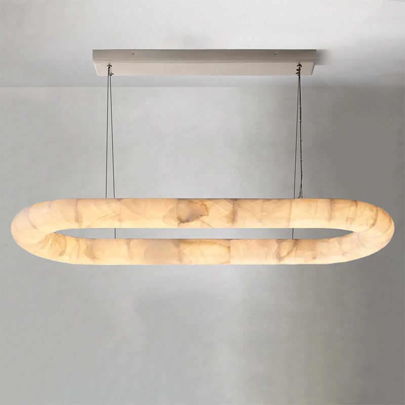 Rim Lisse Alabaster Oval Chandelier 57" 74"