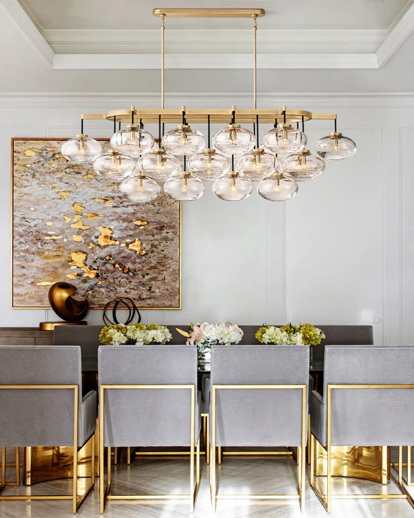 Curvette Clear Glass Linear Chandelier 54"