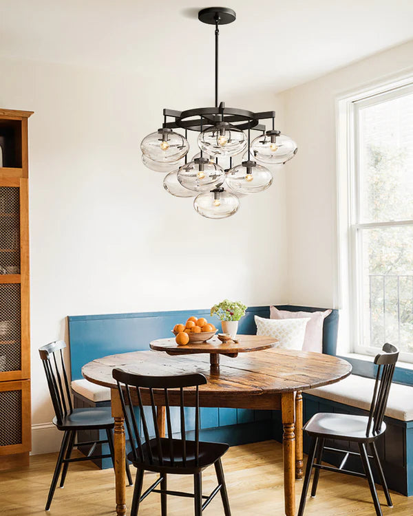 Curvette Clear Glass Round Chandelier 60"