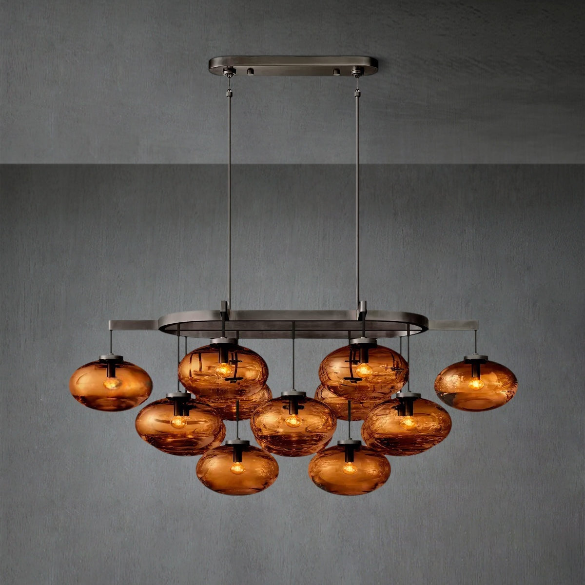 Curvette Smoke Glass Linear Chandelier 54"