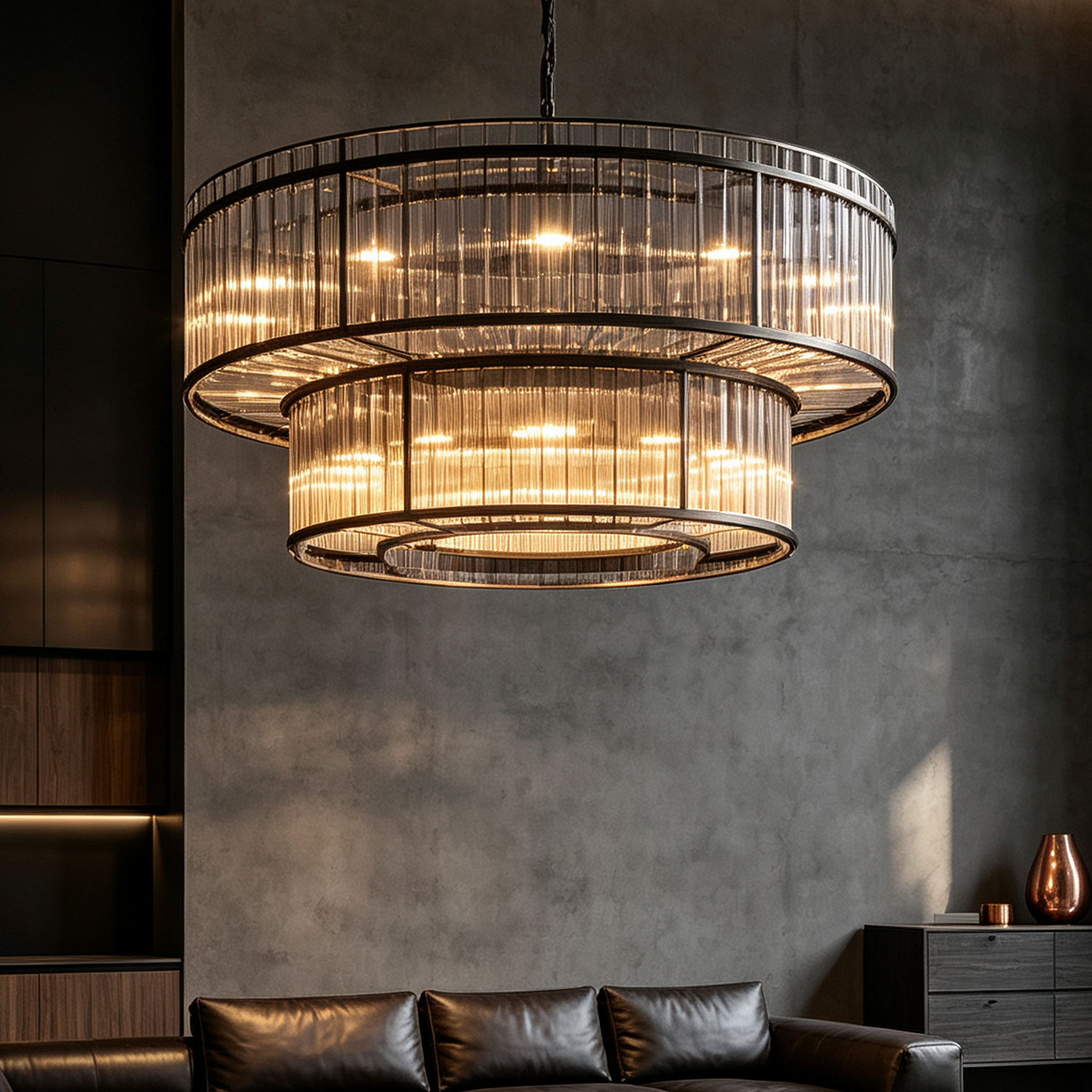 Modern San Marco Cake Two-Tier Round Luxury Chandelier 60"