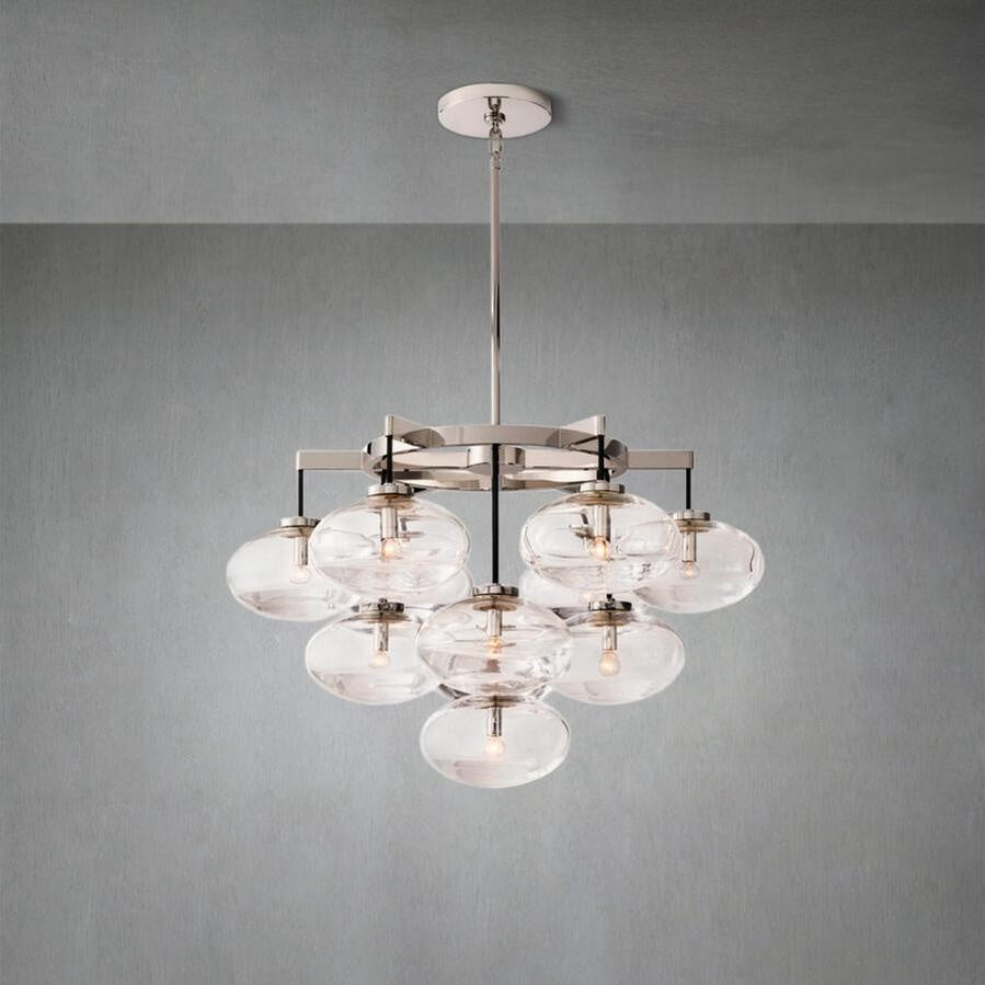 Curvette Clear Glass Round Chandelier 36"