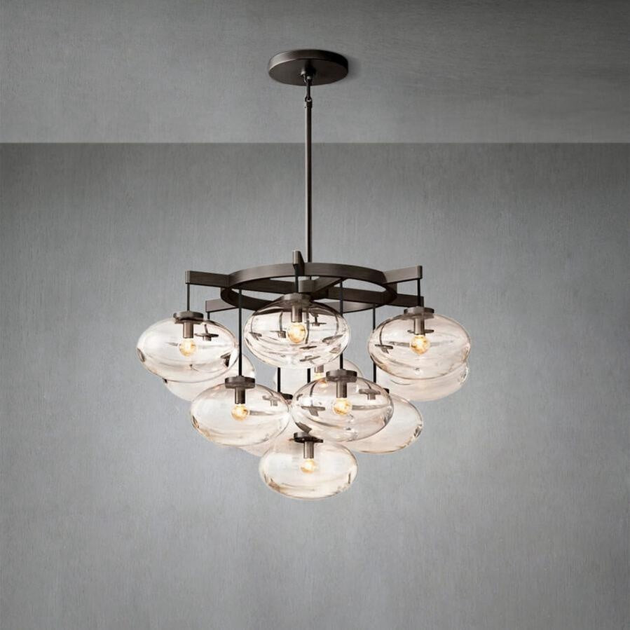 Curvette Clear Glass Round Chandelier 36"