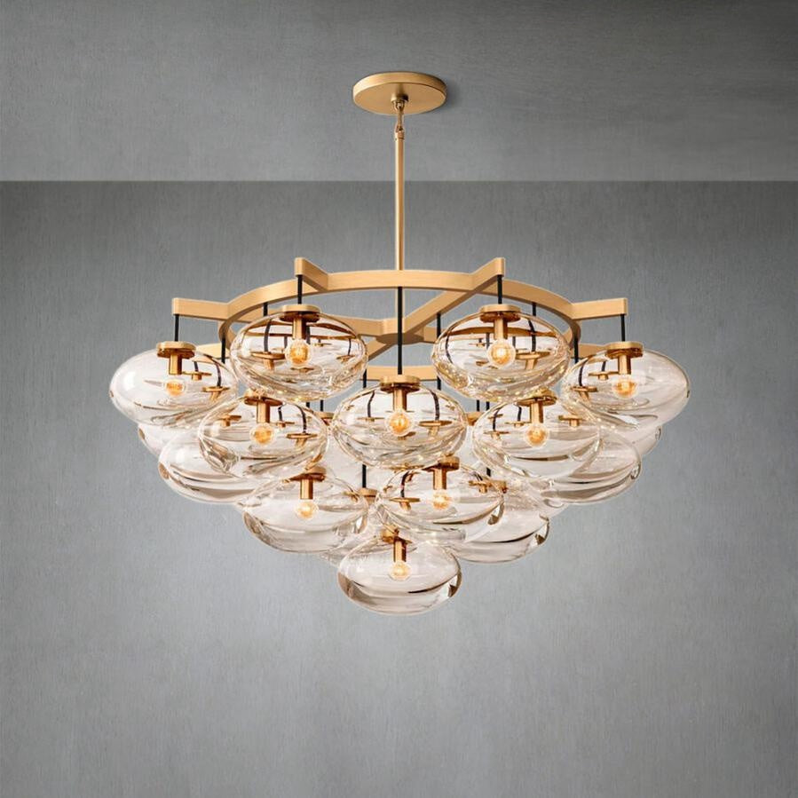 Curvette Clear Glass Round Chandelier 48"