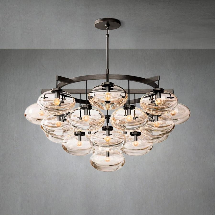 Curvette Clear Glass Round Chandelier 48"