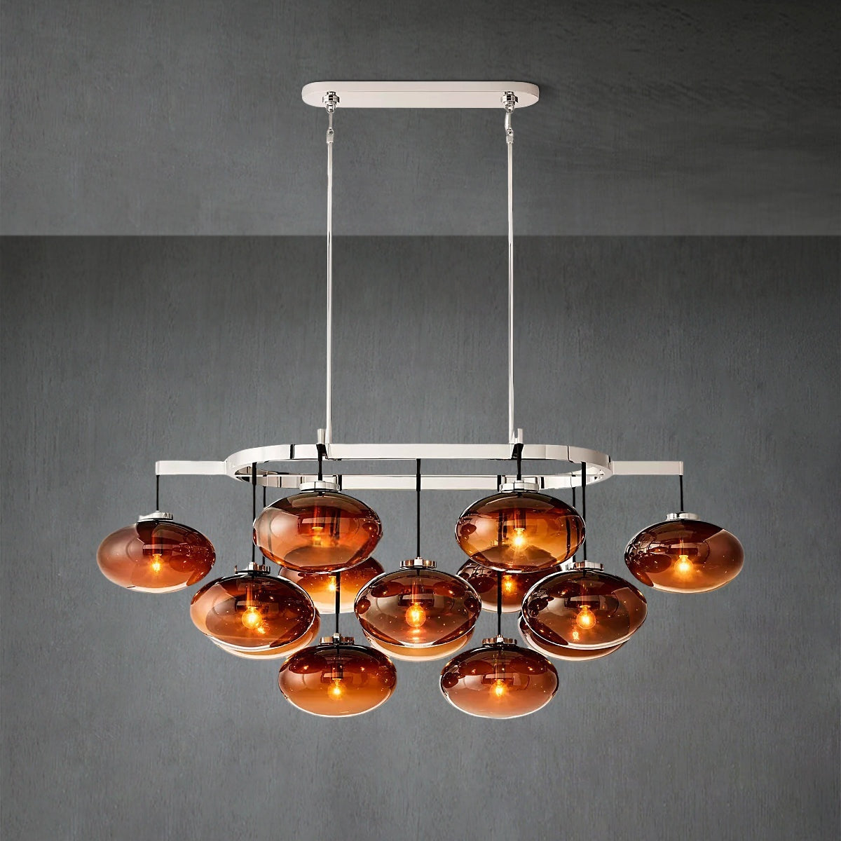 Curvette Smoke Glass Linear Chandelier 54"