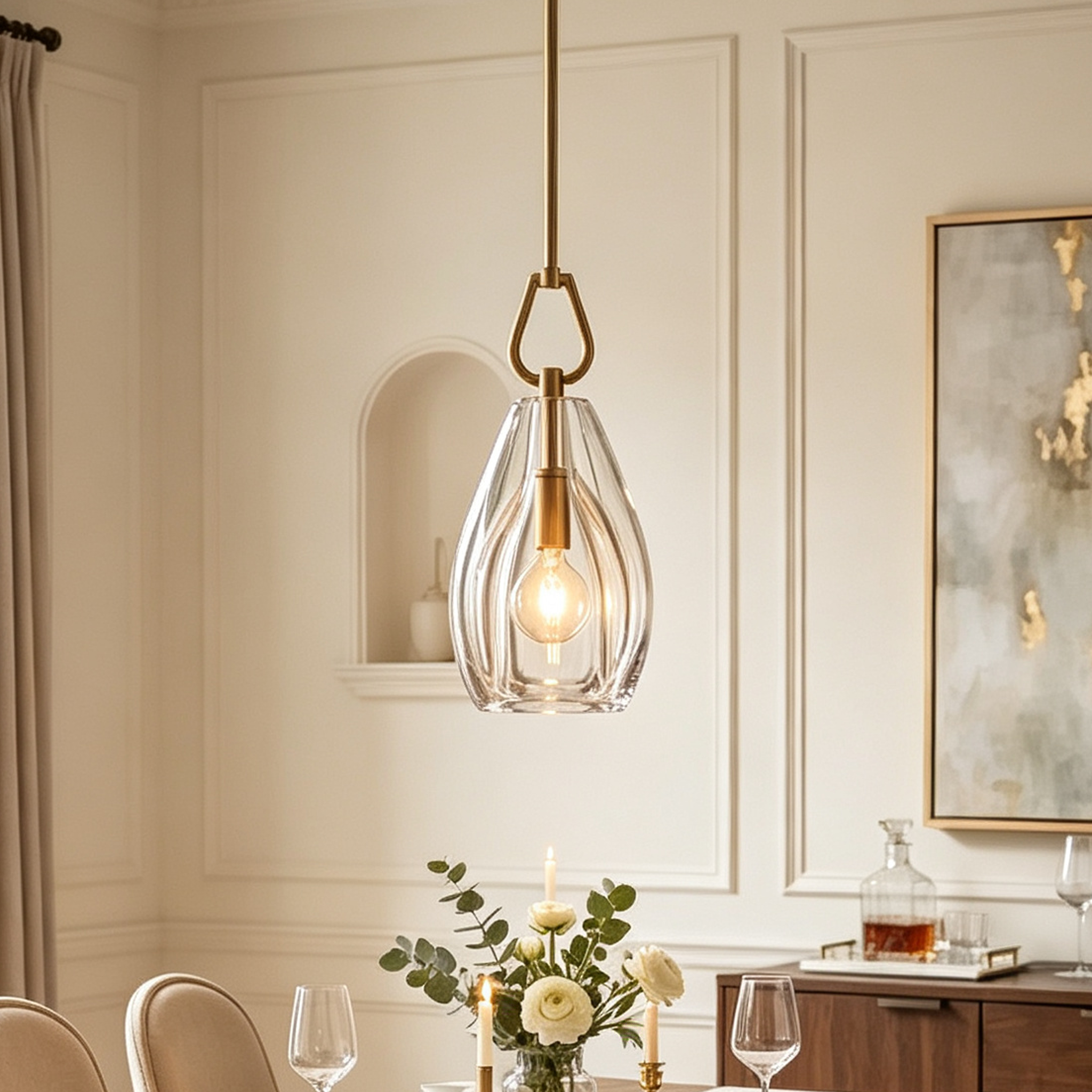 Botanist Flute Pendant Light For Dinning Room 9"