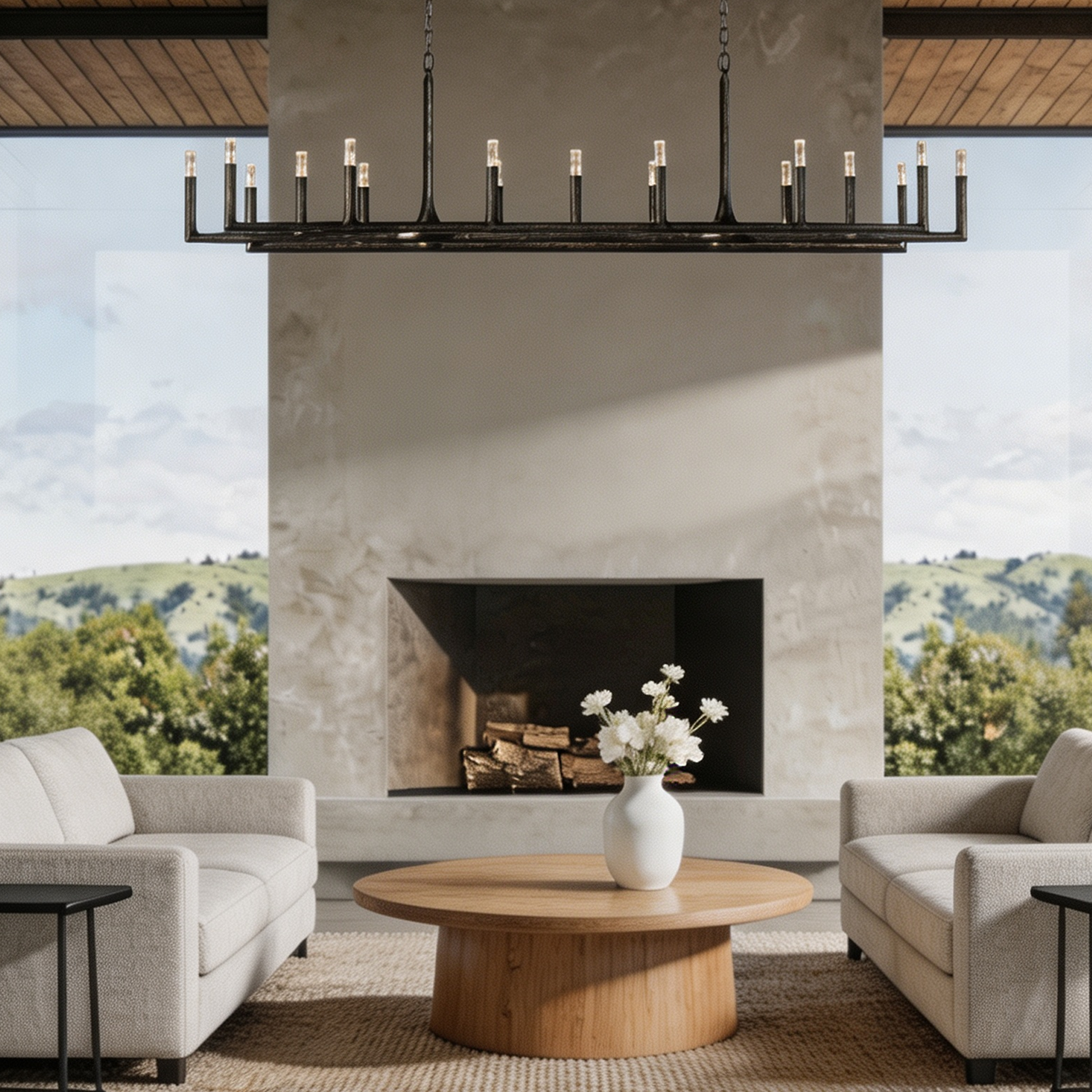 Thaddeus Linear Chandelier 96" 17-Lights For Living Room-lampselegant