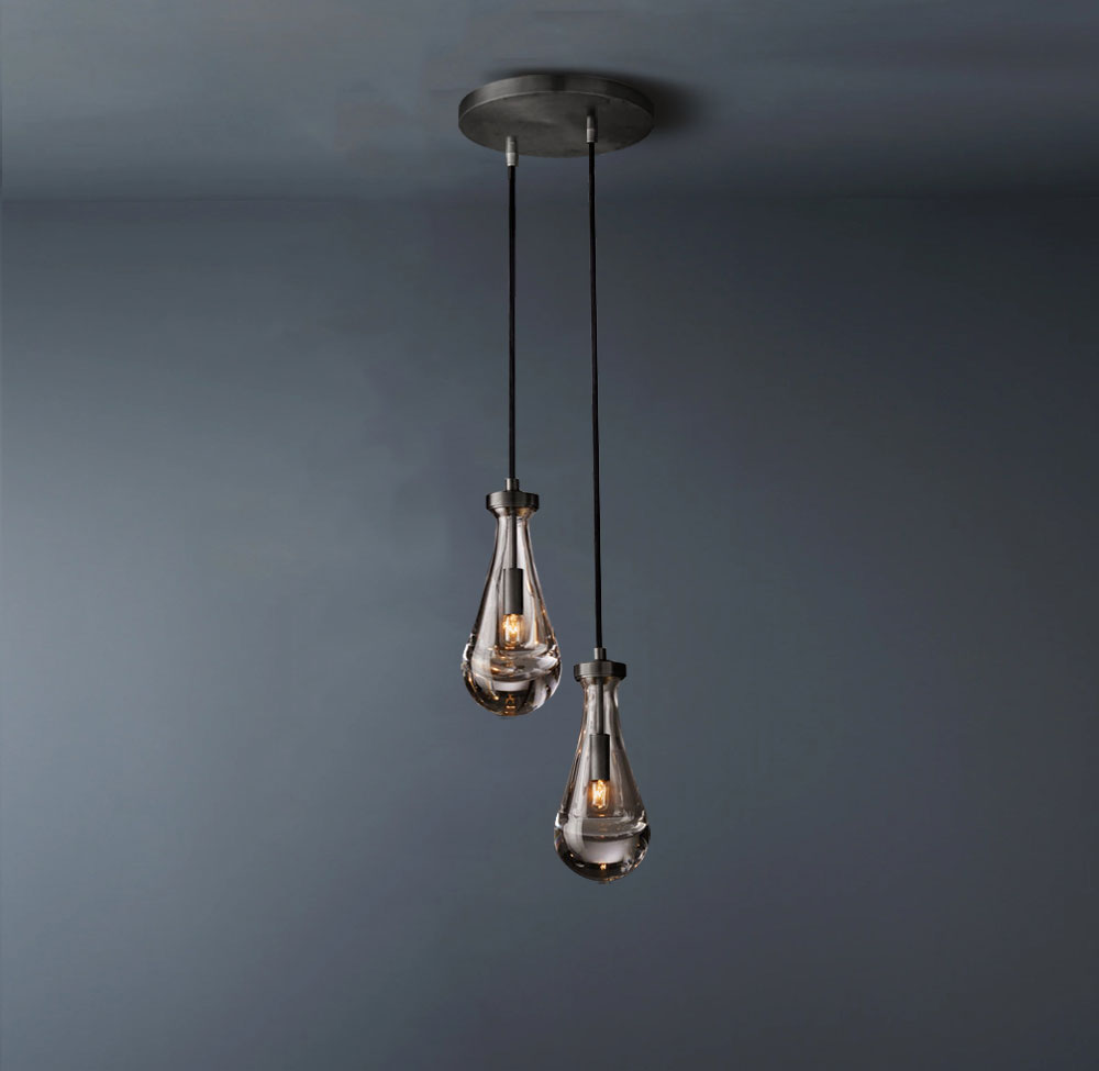 Raindrop Round 2-Lights Cord Chandelier-konalight